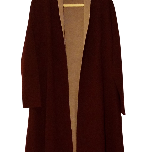 Chic Burgundy and Tan Women's Cardigan - Picture 2 of 14